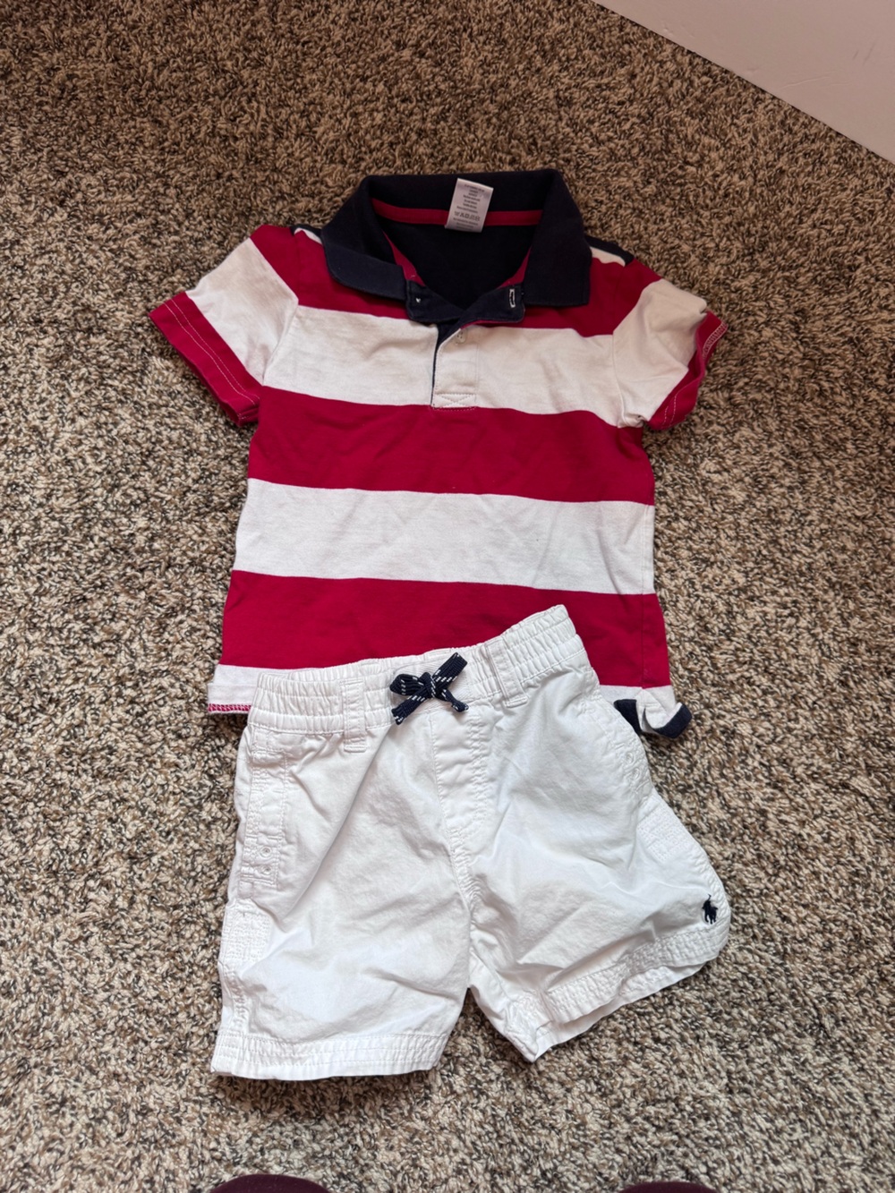 Ralph Lauren White Shorts and Gymboree American Flag Shirt 2T